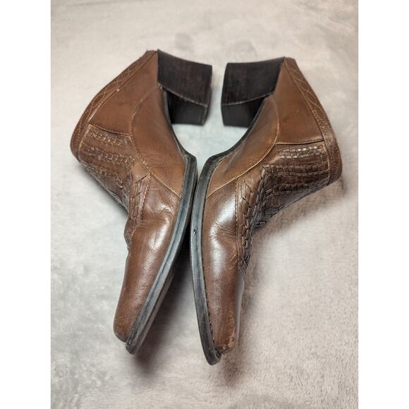 Vintage Liz Claiborne Brown Leather Mules Square Toe Basket Weave Womens 7.5 - Picture 6 of 9